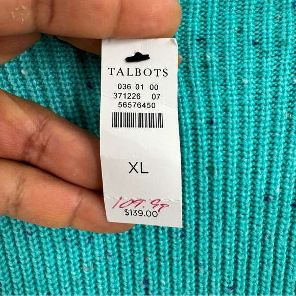 Talbots Blue Long Sleeve Mock Neck Sweater Dress SHAKER STITCH TWEED size XL - Picture 9 of 11